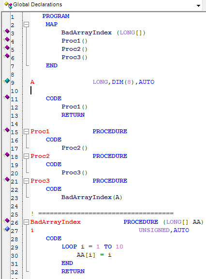 Program code to force a GPF